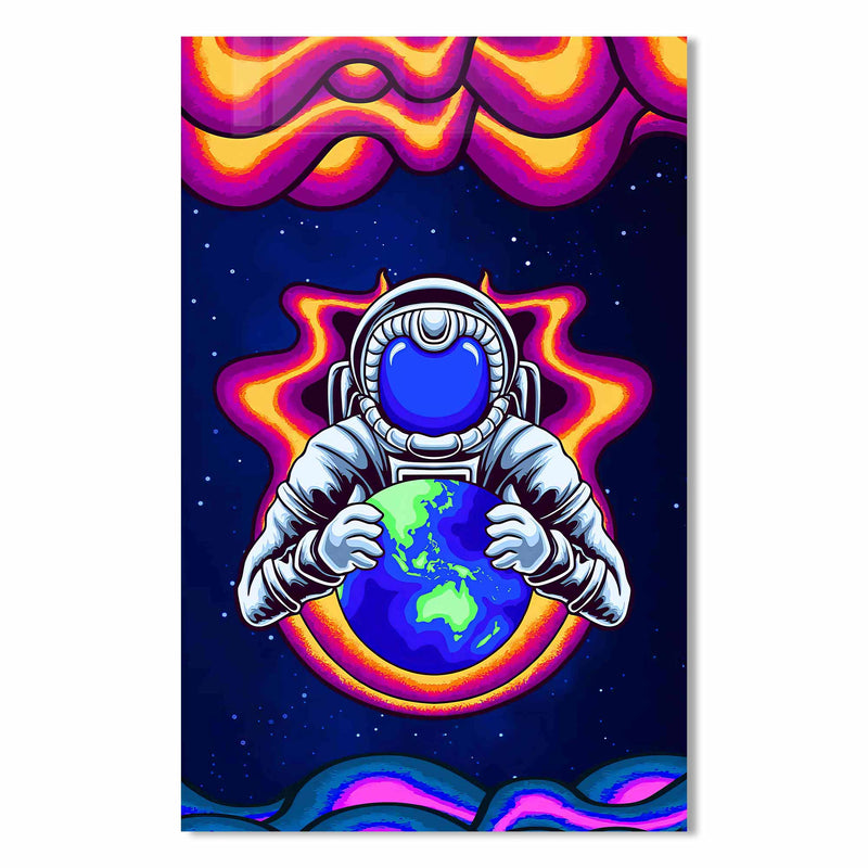 Gökyüzünde Astronot Cam Tablo – Cam Tablo
