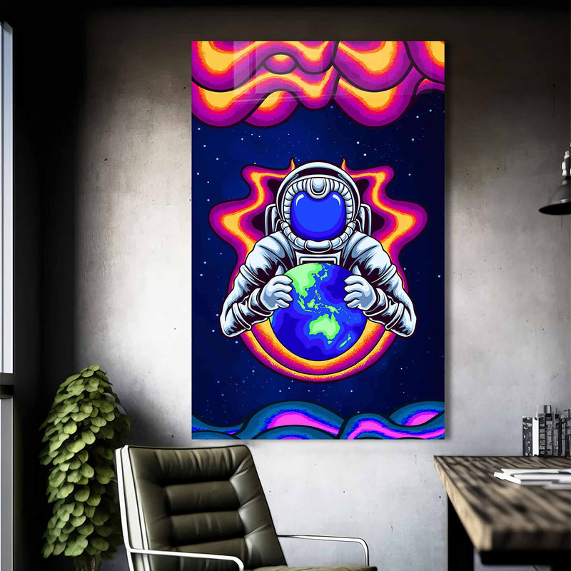 Gökyüzünde Astronot Cam Tablo – Cam Tablo