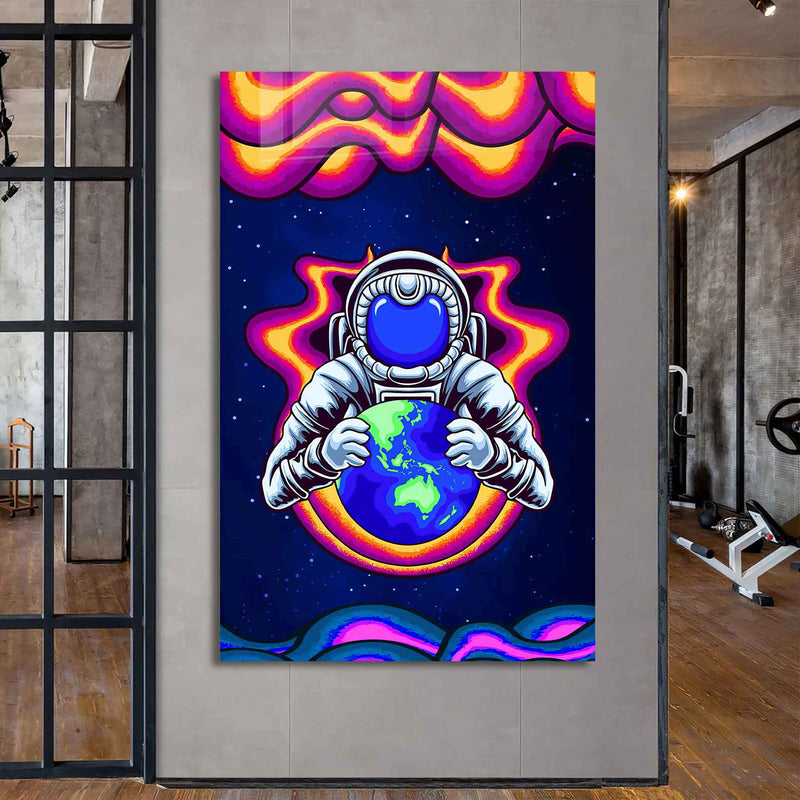 Gökyüzünde Astronot Cam Tablo – Cam Tablo