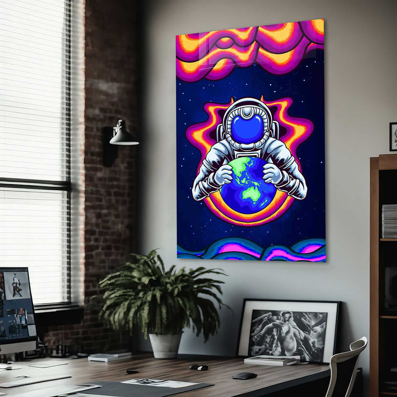 Gökyüzünde Astronot Cam Tablo – Cam Tablo