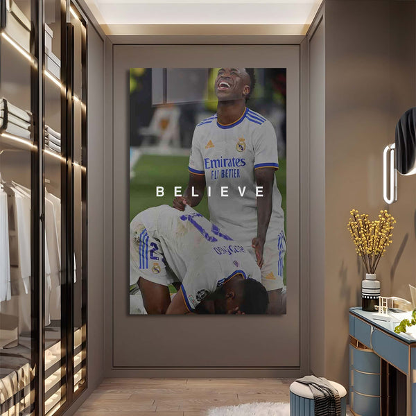 Believe Futbol Temalı Cam Tablo