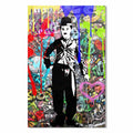 Renkli Charlie Chaplin Cam Tablo
