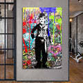 Renkli Charlie Chaplin Cam Tablo