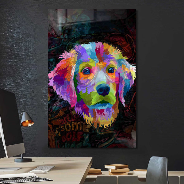 Renkli Köpek Cam Tablo