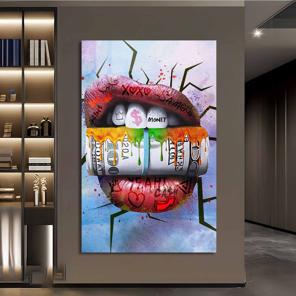 Kırmızı Dudak Cam Tablo