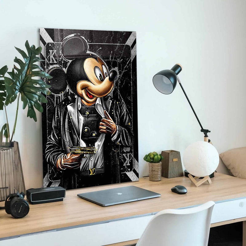 Silahlı Mickey Mouse Cam Tablo
