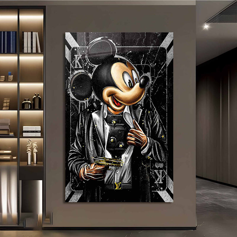 Silahlı Mickey Mouse Cam Tablo