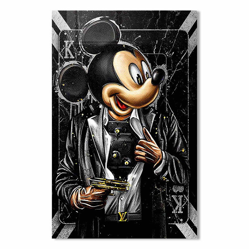 Silahlı Mickey Mouse Cam Tablo