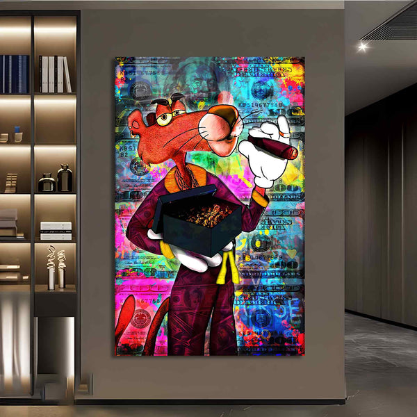 Pembe Panter Cam Tablo