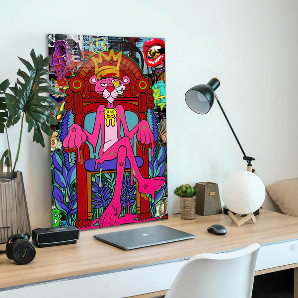 Pembe Panter Cam Tablo