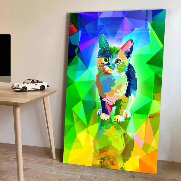 Renkli Kedi Cam Tablo
