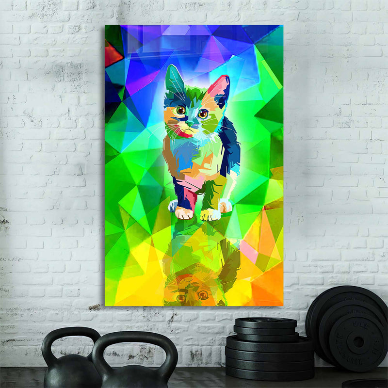 Renkli Kedi Cam Tablo