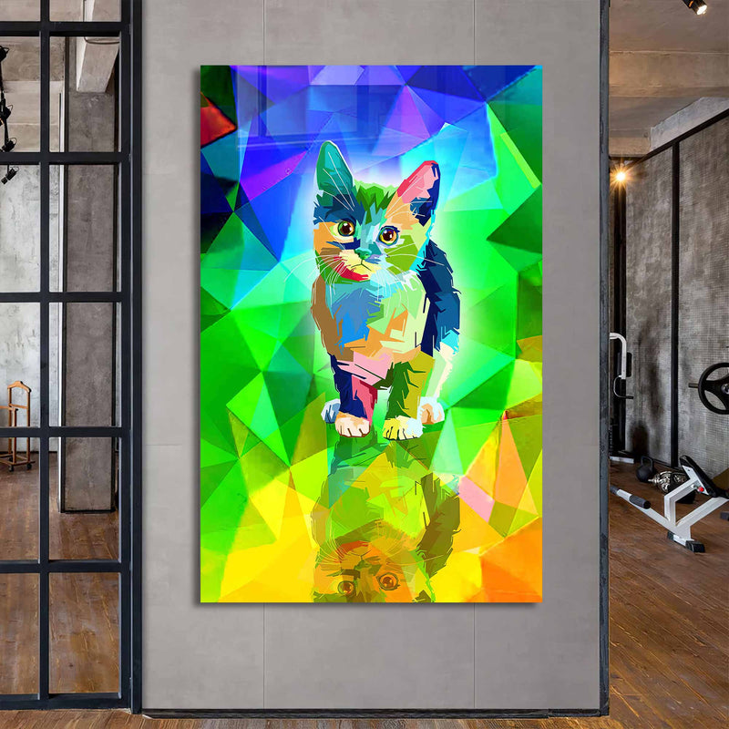 Renkli Kedi Cam Tablo