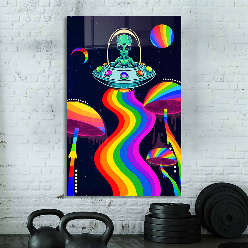Uzaylı ve Ufo Cam Tablo