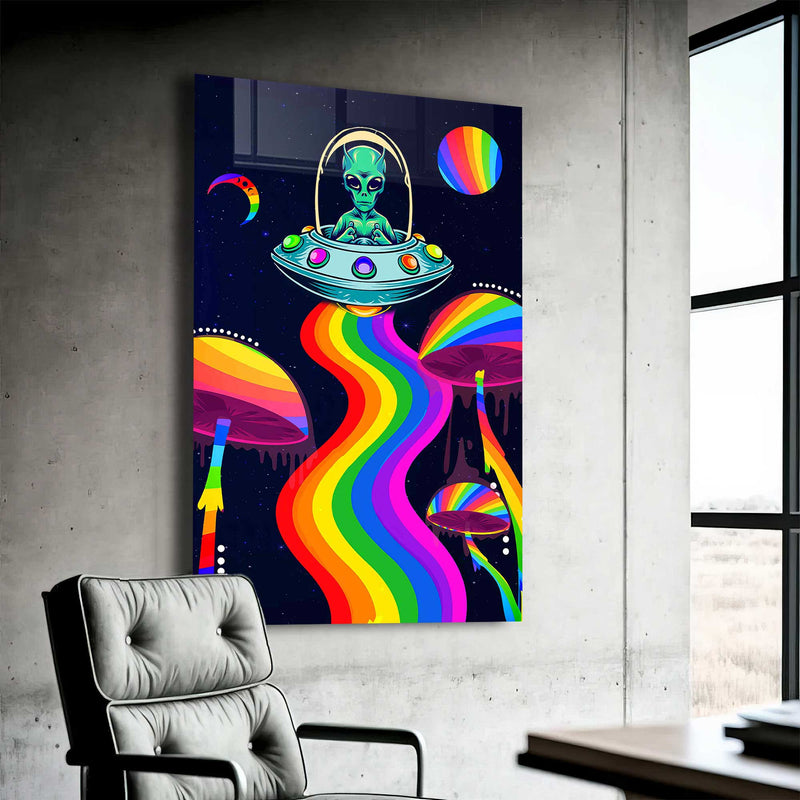 Uzaylı ve Ufo Cam Tablo