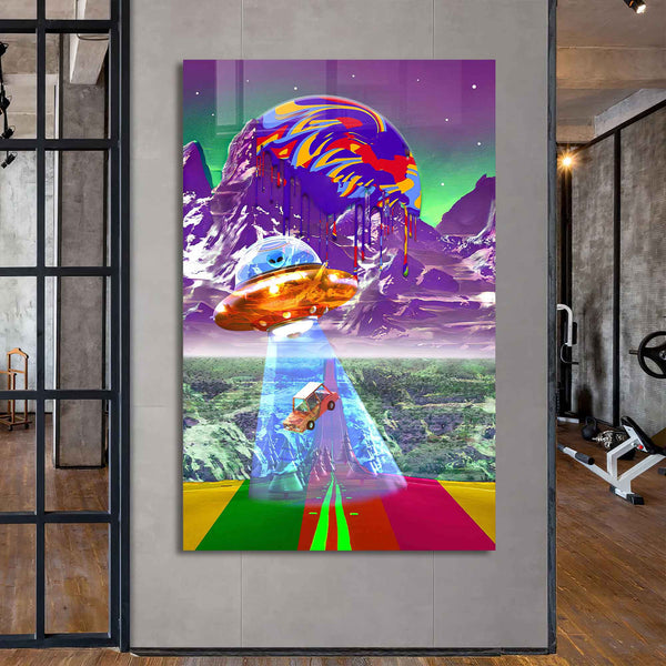 Uzaylı ve Ufo Cam Tablo