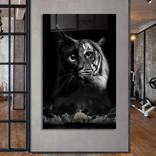 Kedi ve Kaplan Cam Tablo