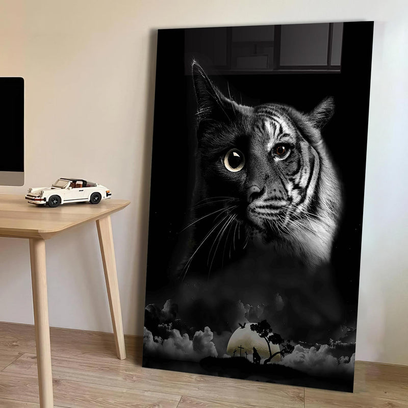 Kedi ve Kaplan Cam Tablo