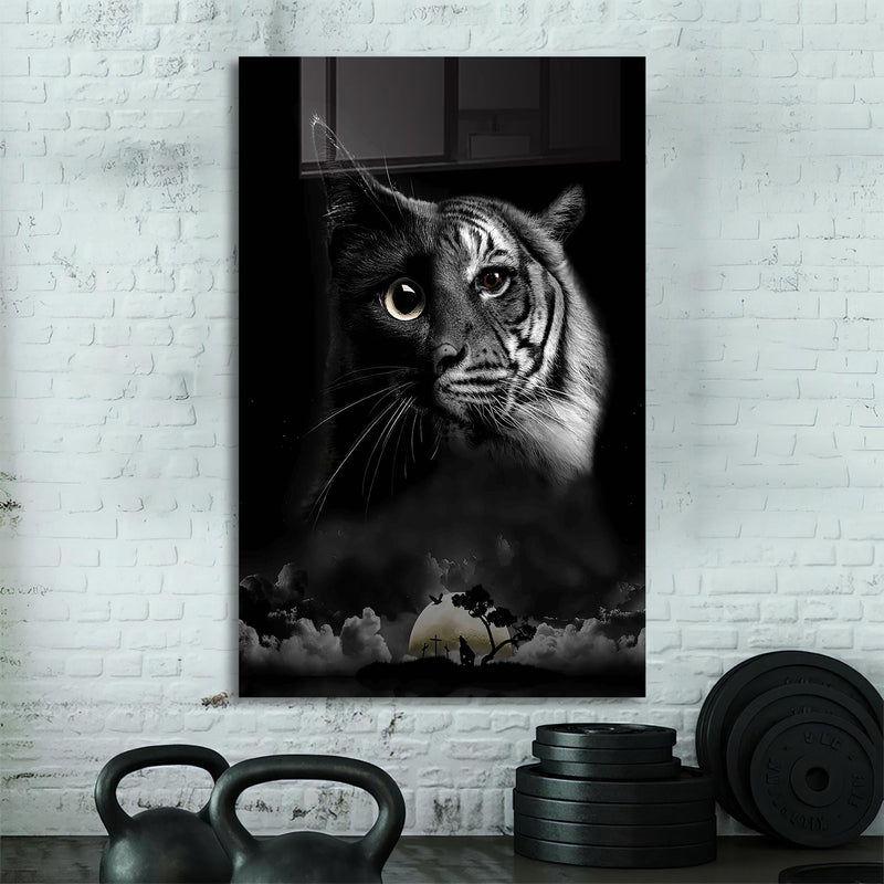 Kedi ve Kaplan Cam Tablo
