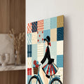 Patchwork Desenli Bisikletli Kadın Cam Tablo – Cam Tablo