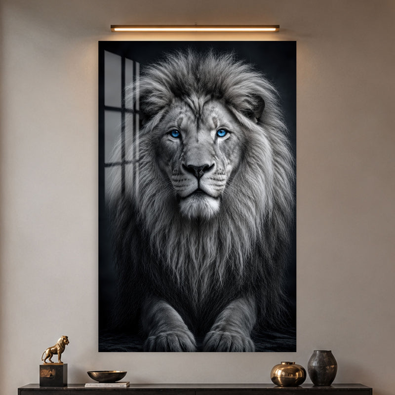 Mavi Gözlü Aslan Cam Tablo – Cam Tablo