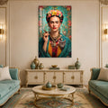 Kedili ve Purolu Frida Kahlo Cam Tablo – Cam Tablo
