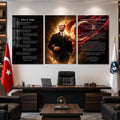Atatürk Köşesi Üçlü Cam Tablo Seti — Ateşten Doğan Atatürk