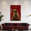 Kırmızı Zeminde 777 Leopar Cam Tablo – Cam Tablo