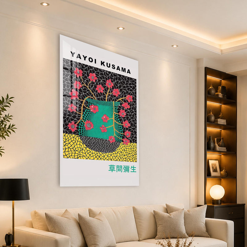 Turkuaz Vazoda Kırmızı Çiçekler Cam Tablo – Cam Tablo