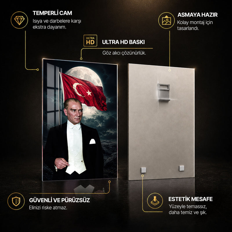 Ay Işığında Atatürk Cam Tablo