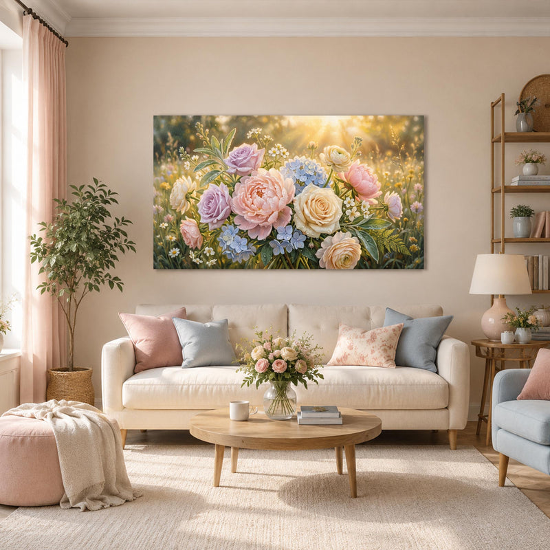 Gün Işığında Pastel Çiçekler Cam Tablo – Cam Tablo