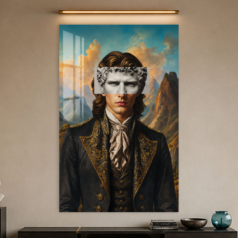 Dağ Manzaralı Maskeli Dandy Cam Tablo – Cam Tablo