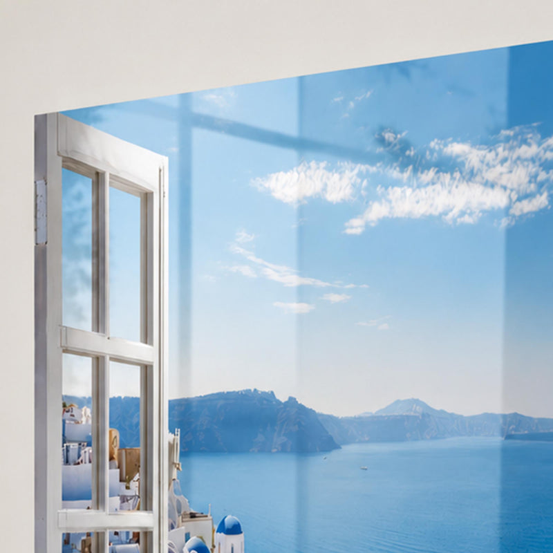 Santorini Mavi Kubbeler Cam Tablo – Cam Tablo