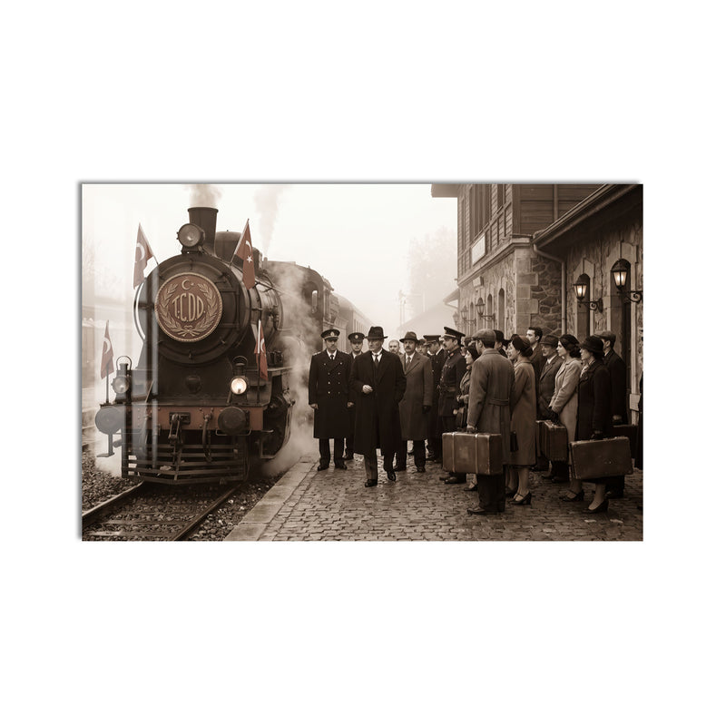 İstasyonda Atatürk Cam Tablo