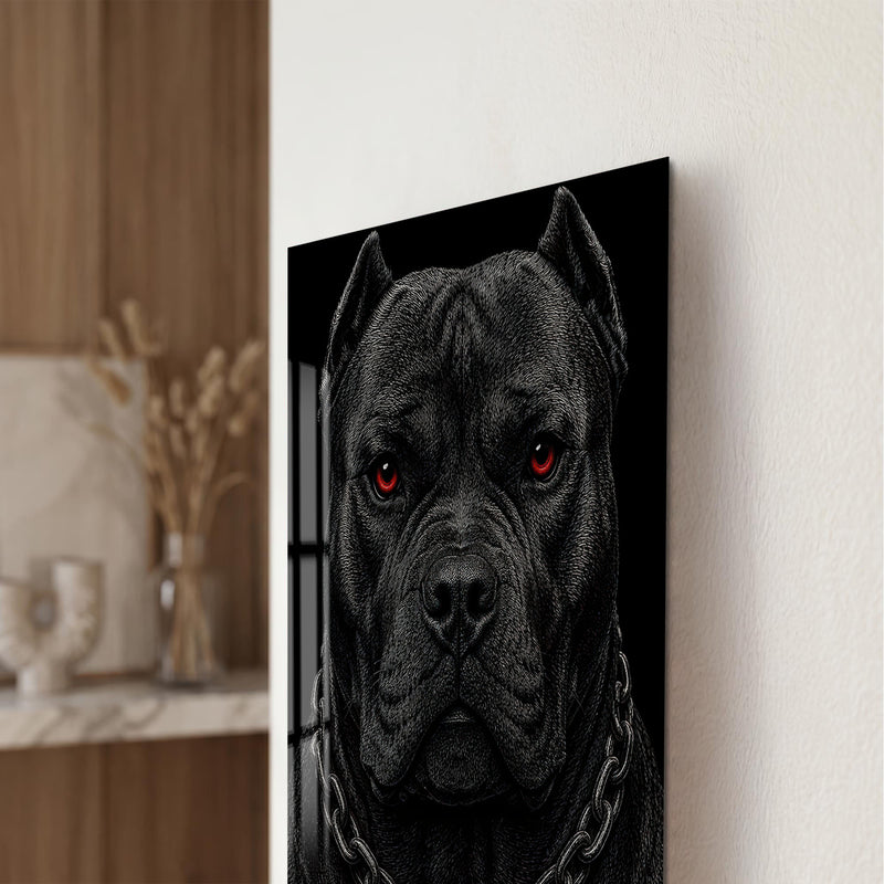 Zincirli Kara Köpek Cam Tablo – Cam Tablo