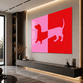 Pembe Kırmızı Sosis Köpek Cam Tablo – Cam Tablo