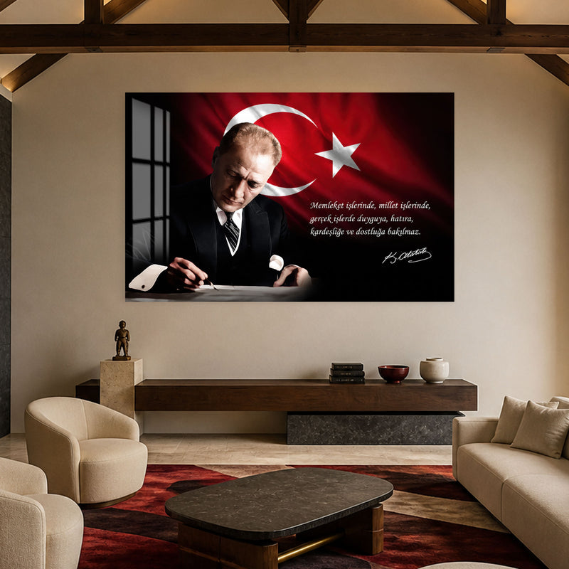 Masada Yazan Atatürk Cam Tablo