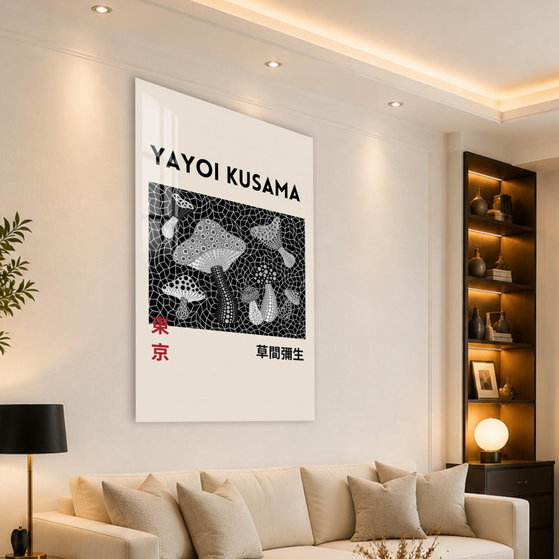 Siyah Beyaz Benekli Mantar Ormanı Cam Tablo – Cam Tablo