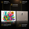 LOVE Çiçek Kalp Cam Tablo – Cam Tablo