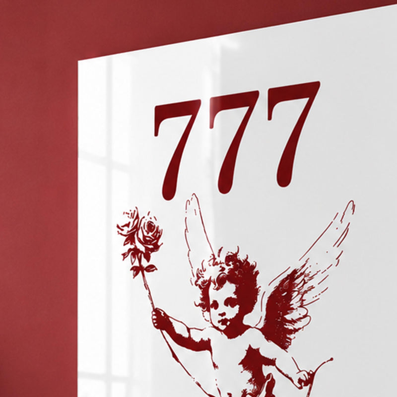 Bordo Melek 777 Şans Mesajı Cam Tablo – Cam Tablo