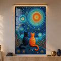 Yıldızlı Gecede İki Kedi Cam Tablo – Cam Tablo
