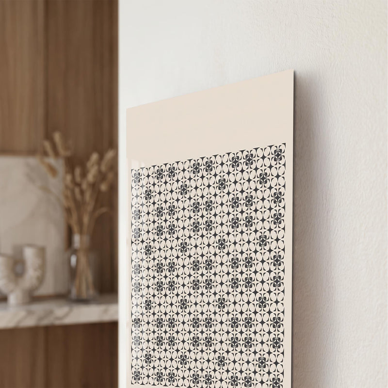 Gri Geometrik Çiçek Deseni Cam Tablo – Cam Tablo