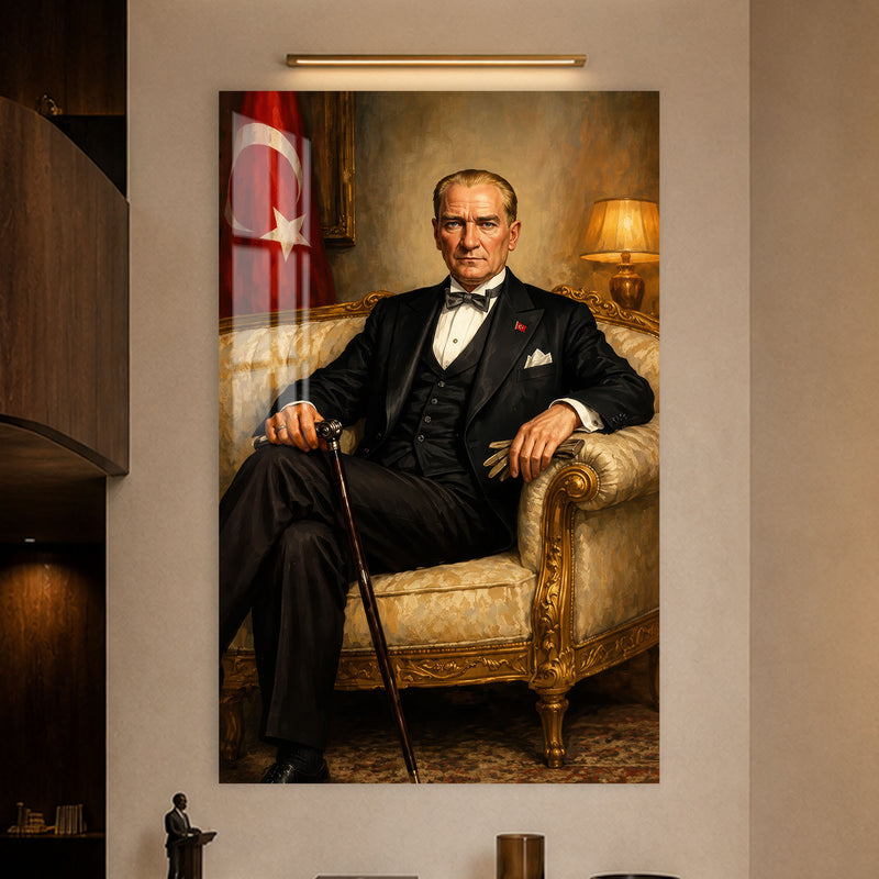 Koltukta Atatürk Cam Tablo