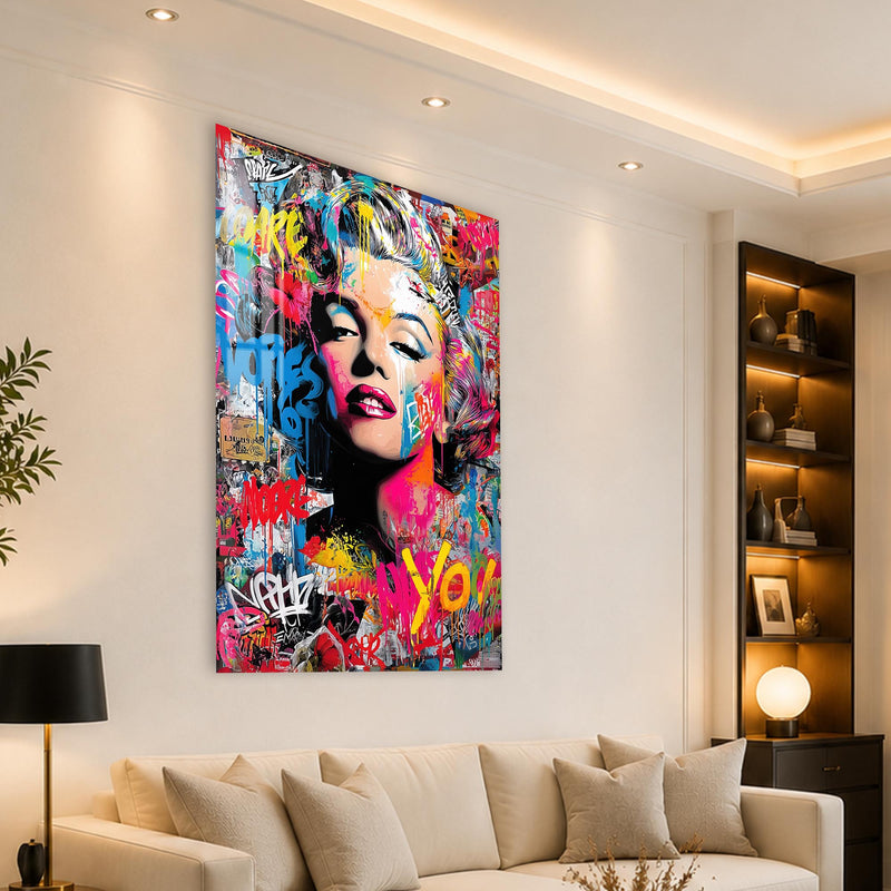 Renkli Graffiti Pop Art Portre Cam Tablo – Cam Tablo