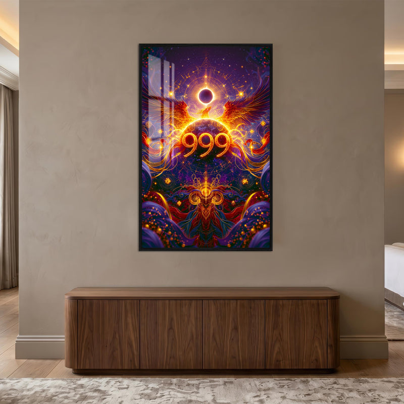 Güneş Tutulmasında 999 Cam Tablo – Siyah Çerçeveli Cam Tablo