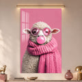 Balonlu Pembe Koyun Cam Tablo – Cam Tablo