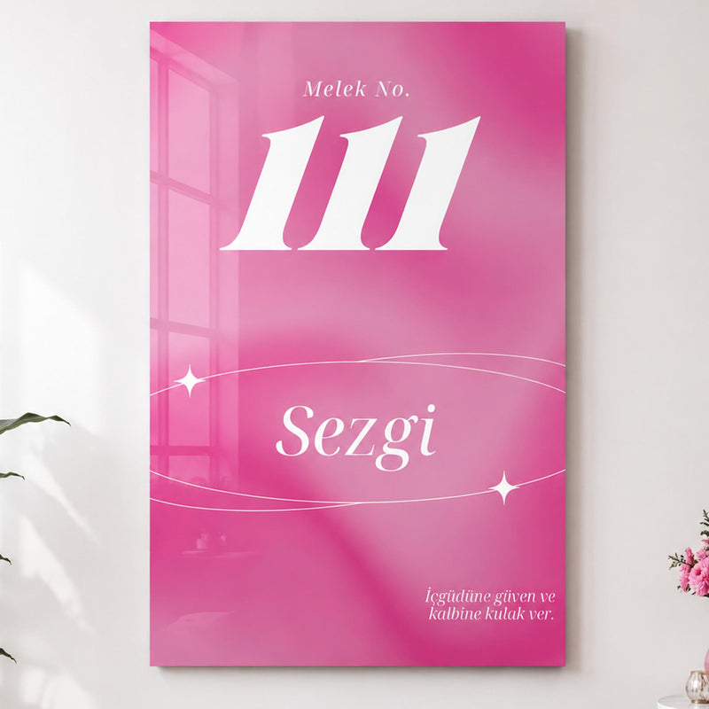 Pembe 111 Sezgi Mesajı Cam Tablo – Cam Tablo