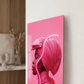 Pembe Neon Çizgili Profil Cam Tablo – Cam Tablo