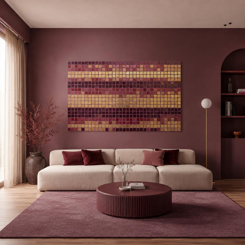 Bordo Altın Mozaik Cam Tablo – Cam Tablo