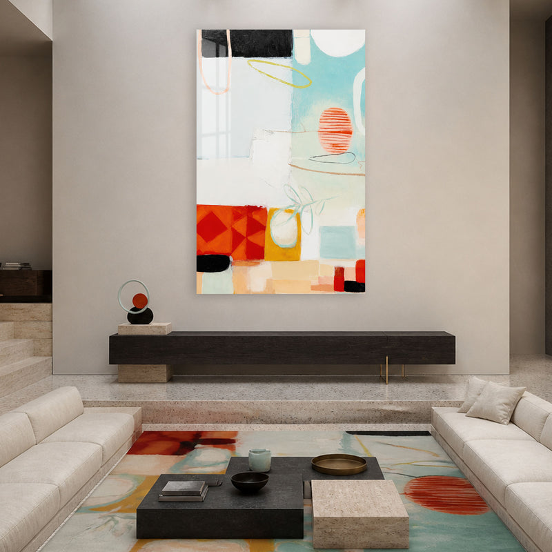 Pastel Soyut Kolaj Cam Tablo – Cam Tablo
